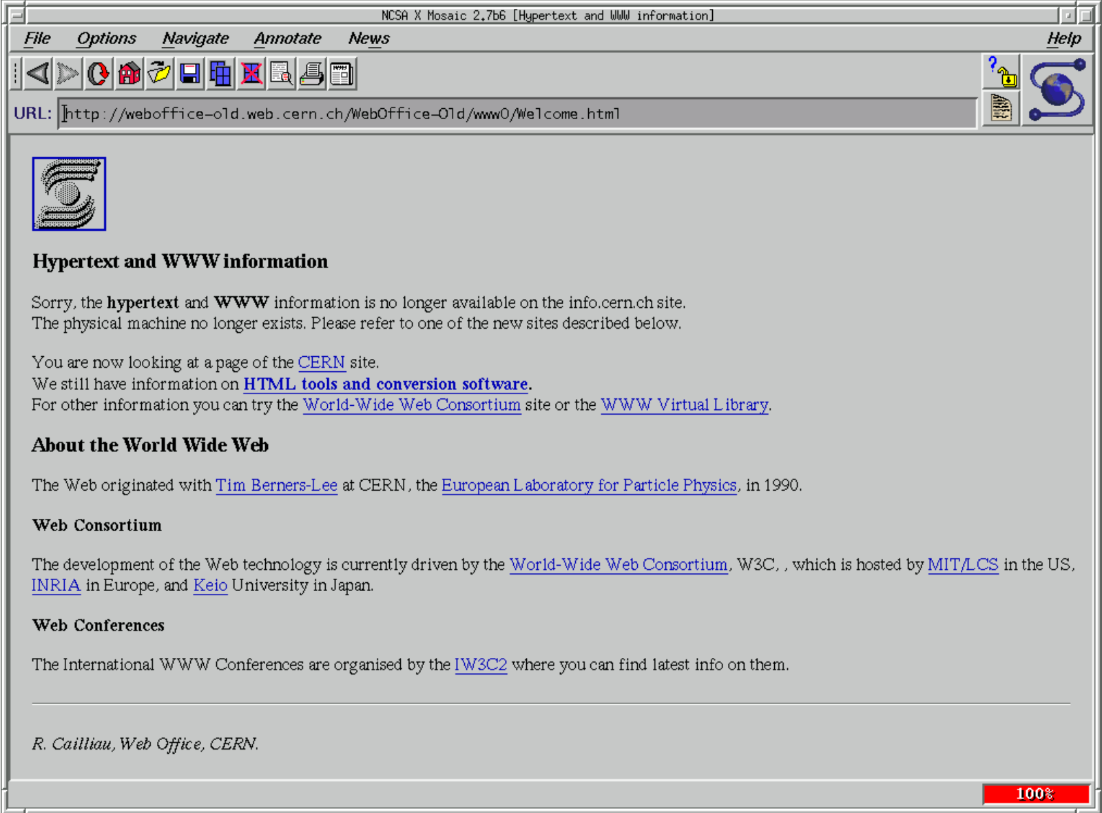 A screenshot of the Mosaic browser